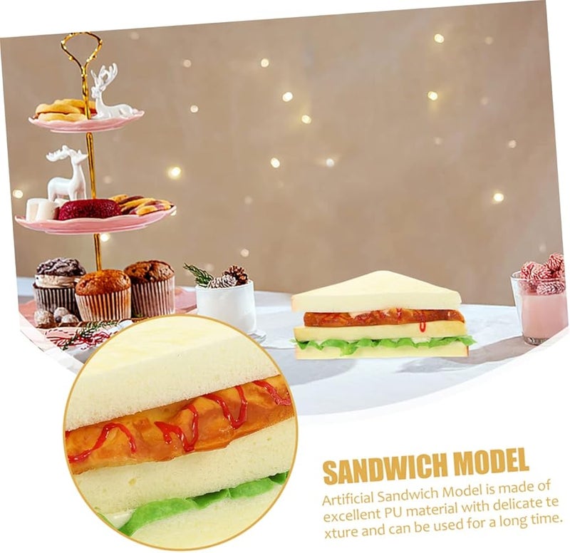 Hootnee 2pcs Fake Squishy Bread Sandwich Models Kitchen Decor Photo Props Teaching Aids - Image 2